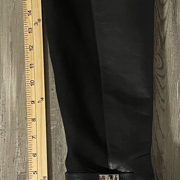 Michael Michael Kors Black Leather Riding Boots 9M – Equestrian Knee High Stretc - Picture 8 of 10